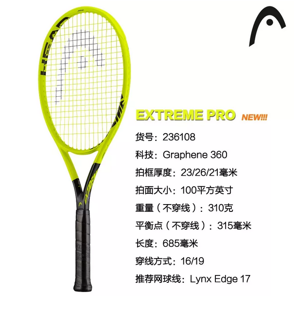 HEAD海德 全新GRAPHENE 360 EXTREME網球拍系列性能介紹 HEAD海德 全新GRAPHENE 360 EXTREME網球拍系列性能介紹