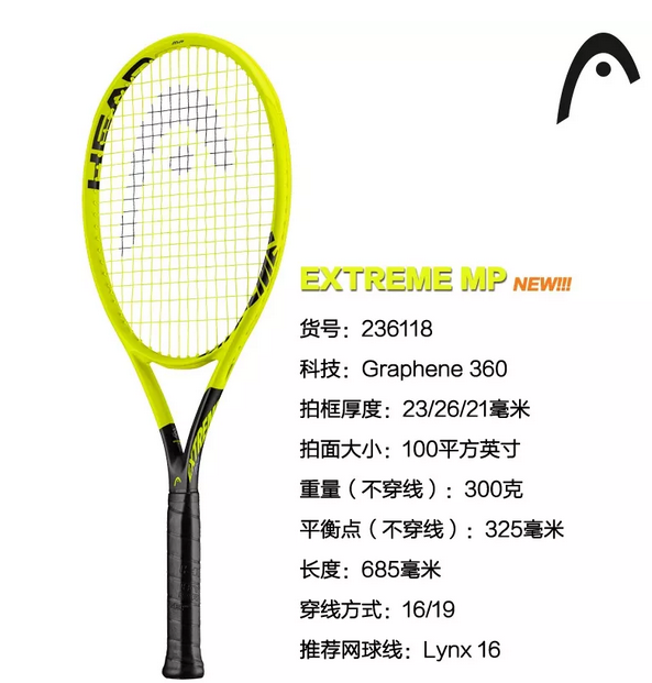 HEAD海德 全新GRAPHENE 360 EXTREME網球拍系列性能介紹 HEAD海德 全新GRAPHENE 360 EXTREME網球拍系列性能介紹
